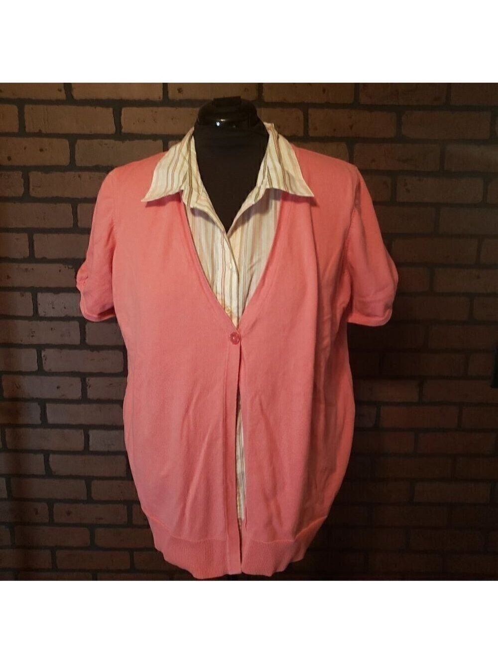 Lane Bryant Mixed Media Short Sleeve Top